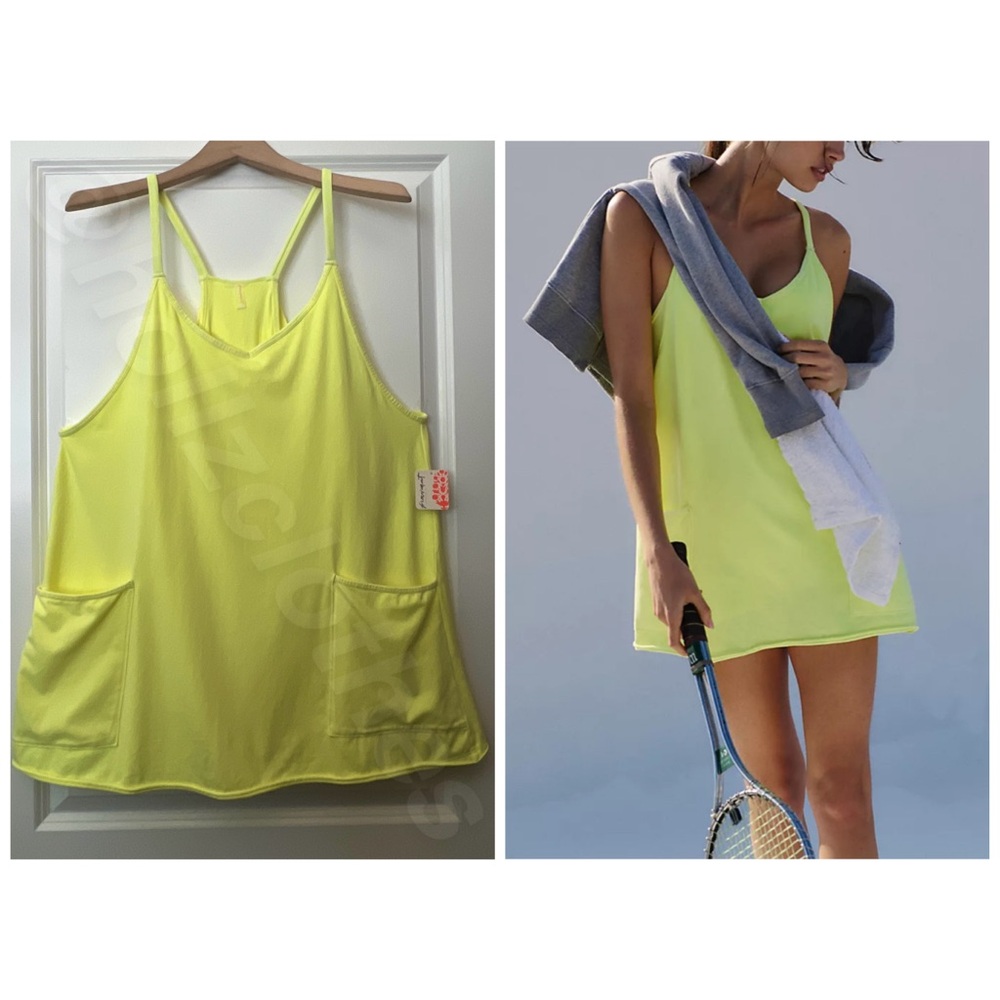 Free People Hot Shot Mini Dress Sour Citrus L - Picture 4 of 12